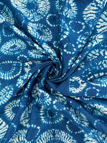 Dark Blue Pure Chanderi fabric with stunning handmade Shibori — new design dress pieces