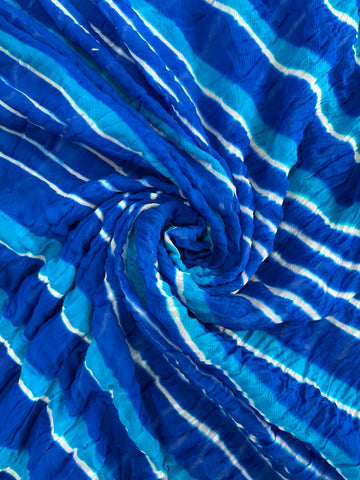 Blue Pure Double Diamond Chiffon Leheriya Sarees