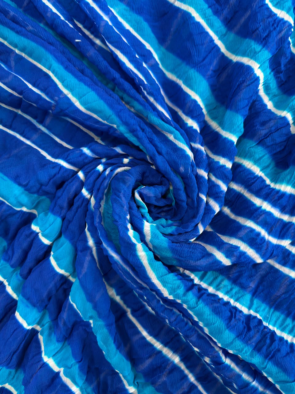 Blue Pure Double Diamond Chiffon Leheriya Sarees
