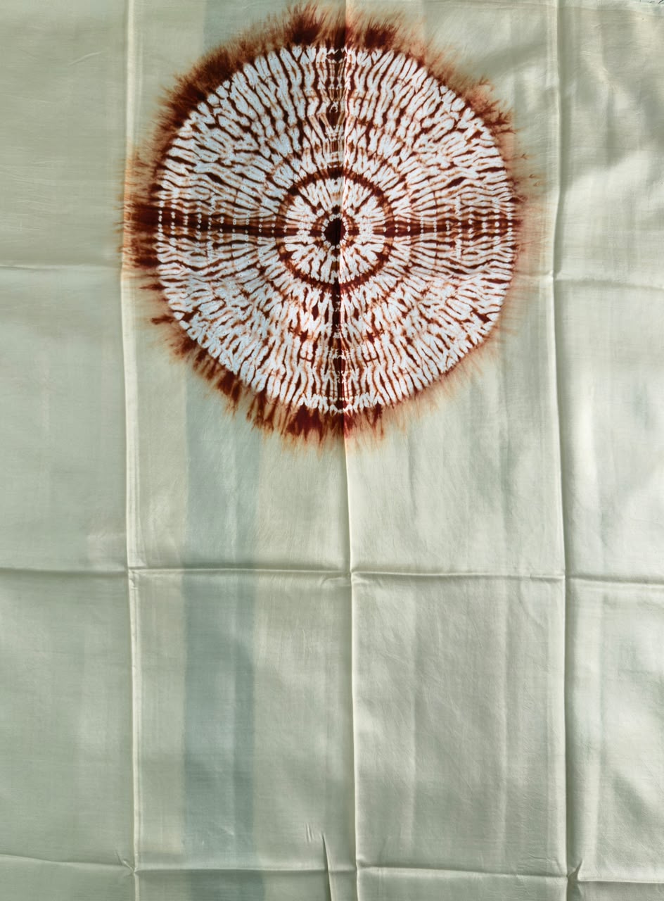 Grey red Handmade Shibori shirt piece