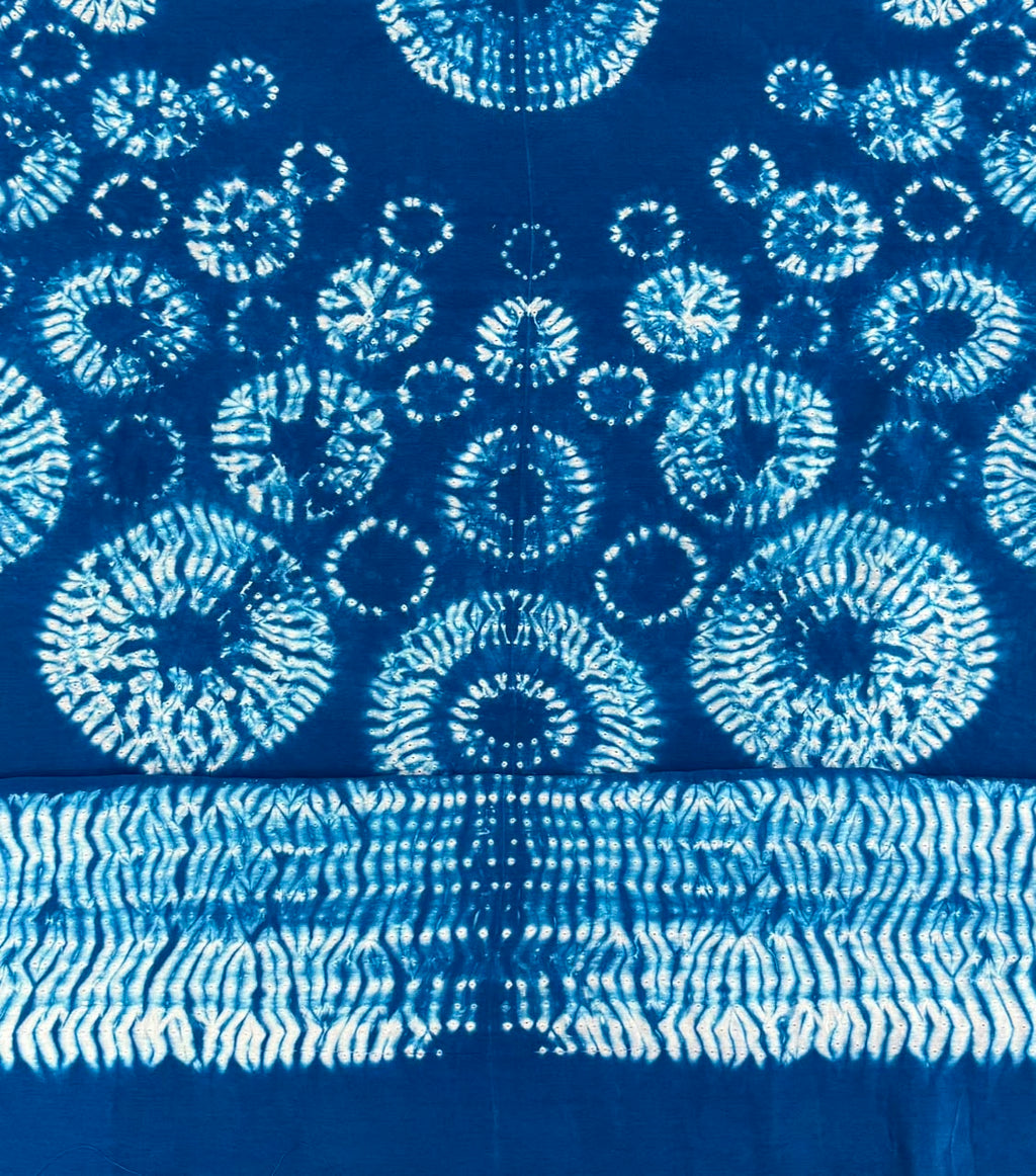 Dark Blue Pure Chanderi fabric with stunning handmade Shibori — new design dress pieces