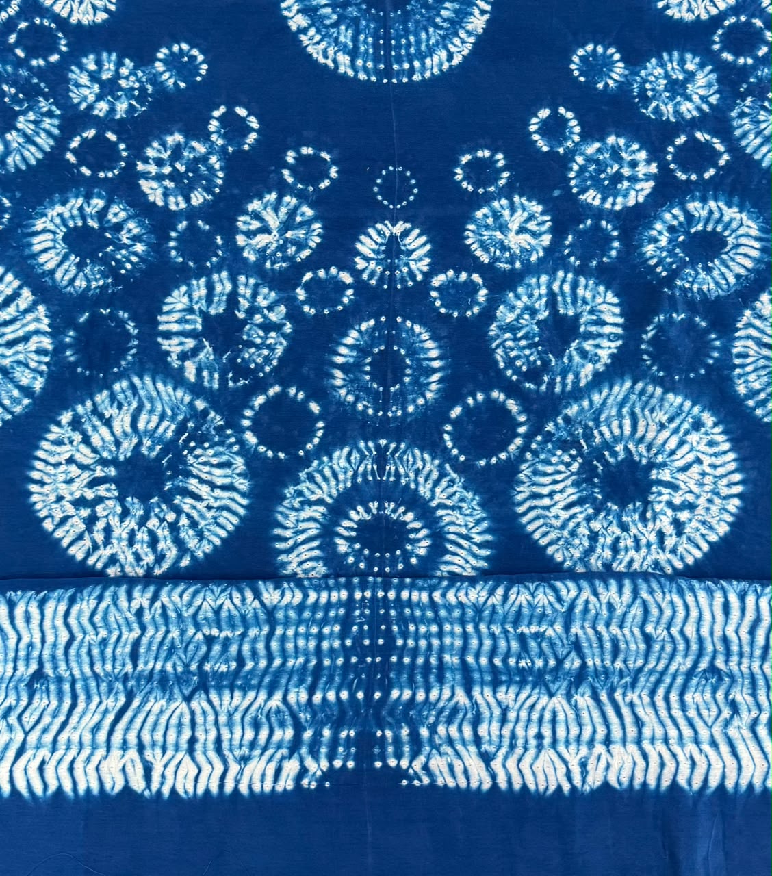 Dark Blue Pure Chanderi fabric with stunning handmade Shibori — new design dress pieces