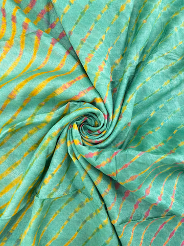 Green Pure Handloom Tusser Silk Multi Leheriya Saree ✨