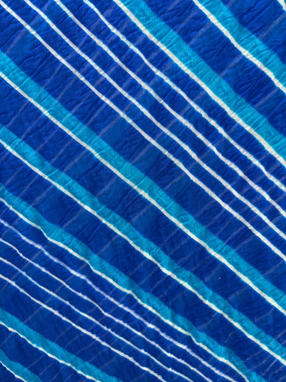 Blue Pure Double Diamond Chiffon Leheriya Sarees