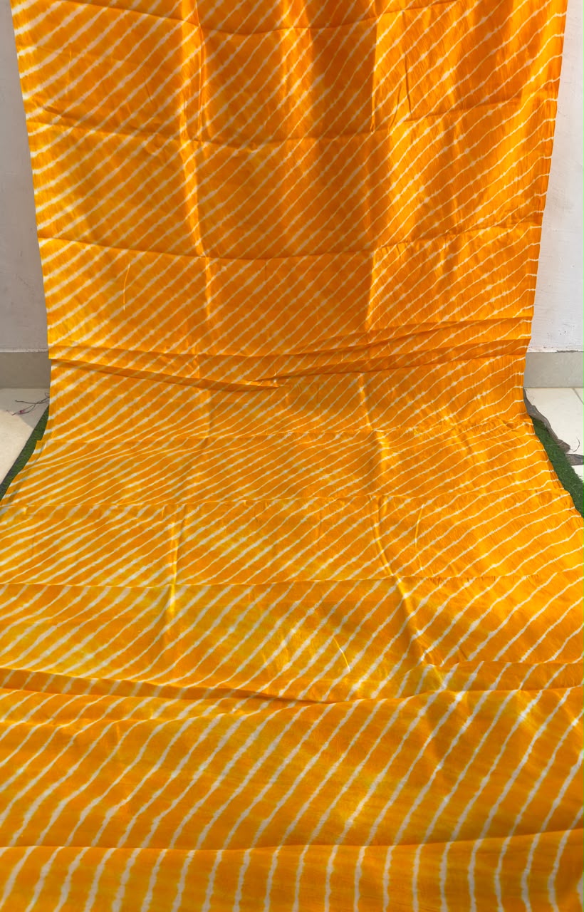 Yellow Leheriya saree