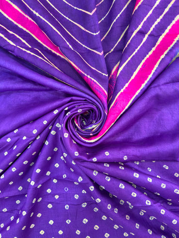 Pure Handloom Tusser Silk Leheriya ✨ with a stunning Bandhani Pallu ❤️