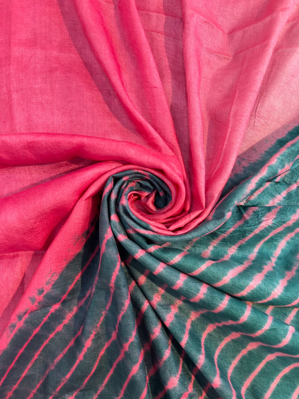 Green Pink Pure Tusser Silk ✨