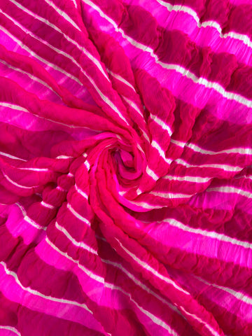 Pink Pure Double Diamond Chiffon Leheriya Sarees