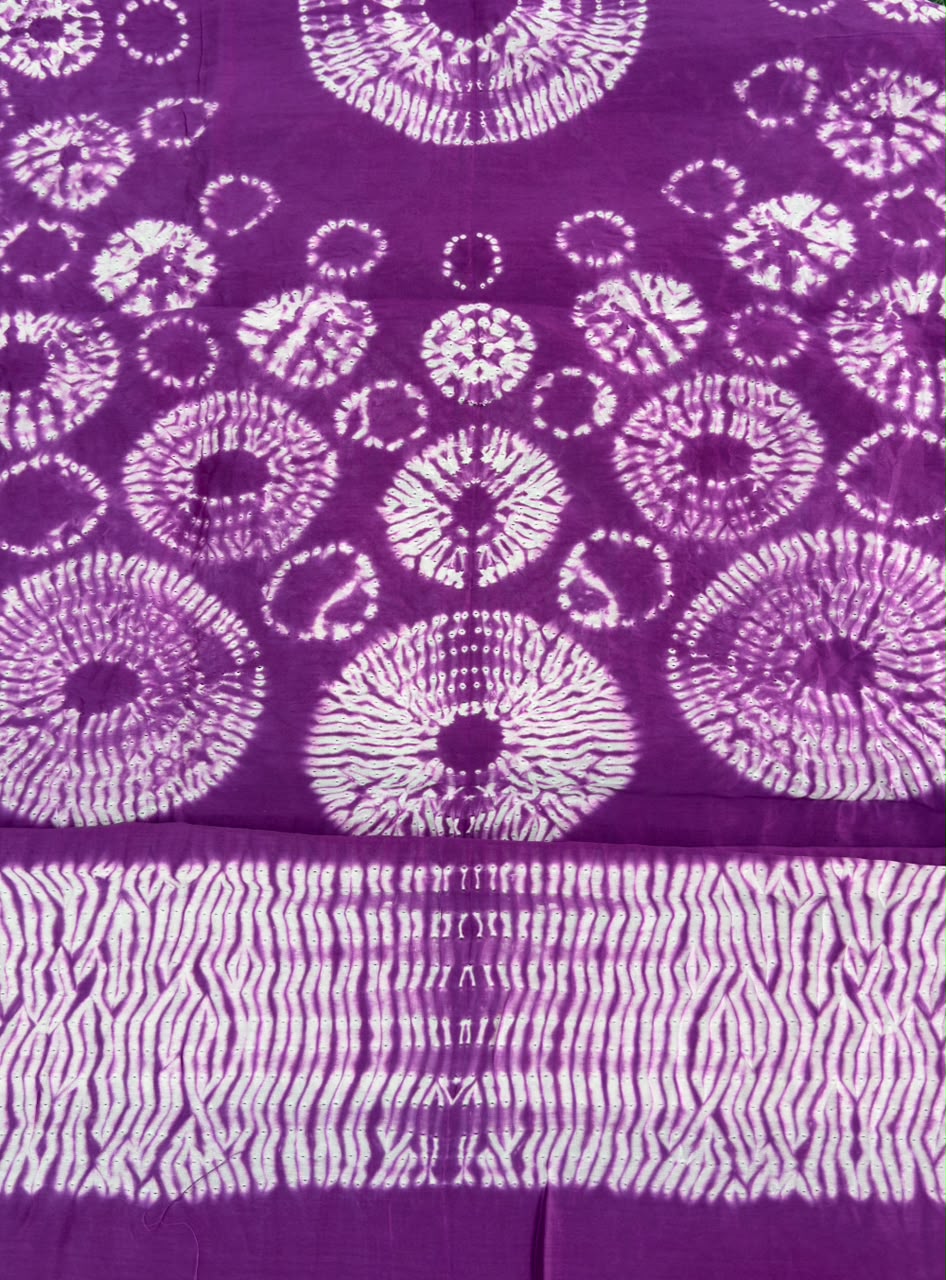 Purple Pure Chanderi fabric with stunning handmade Shibori — new design dress pieces (Copy)