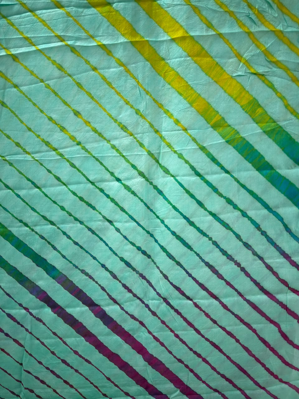 Dark Green Pure Handloom Tusser Silk Multi Leheriya Saree ✨