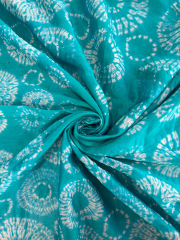 Teal Pure Chanderi fabric with stunning handmade Shibori — new design dress pieces