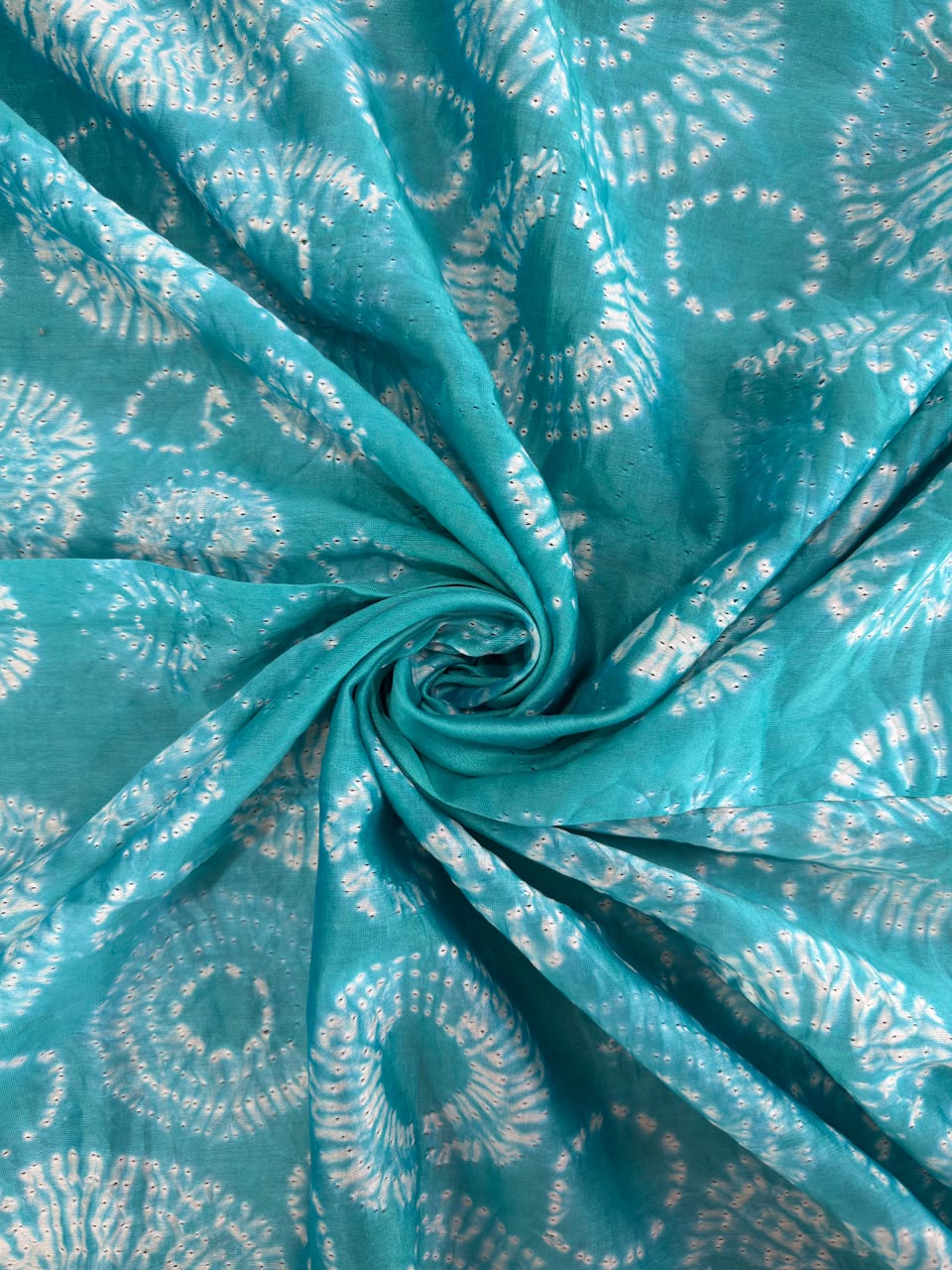 Teal Pure Chanderi fabric with stunning handmade Shibori — new design dress pieces