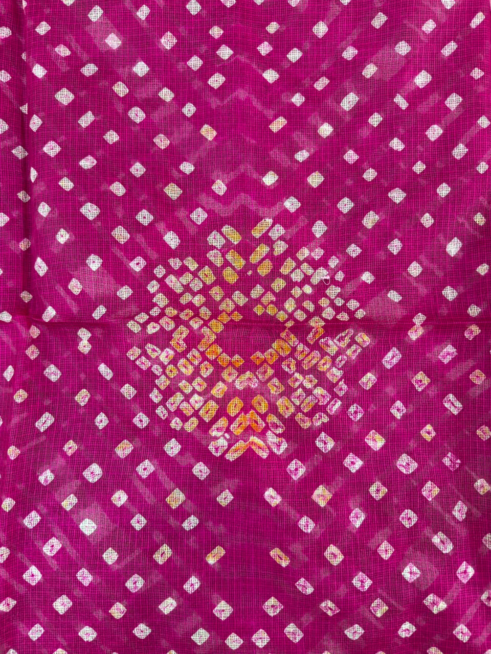 Mehroon Pure Kota Silk Leheriya paired with a stunning Bandhani pallu