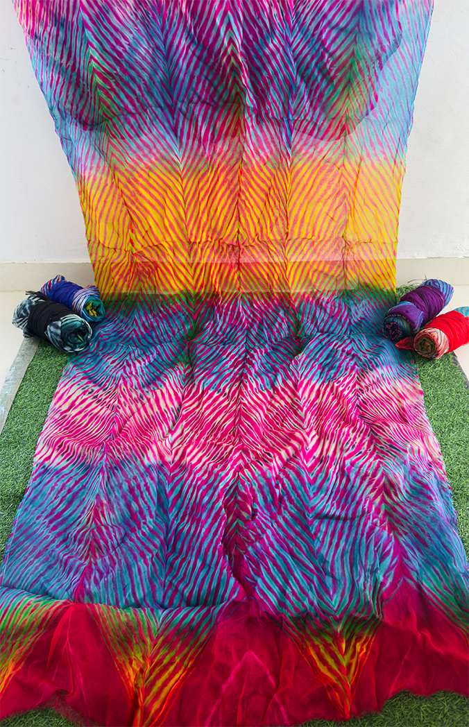 Ghat Chola Aarashi Saree Blue Pink