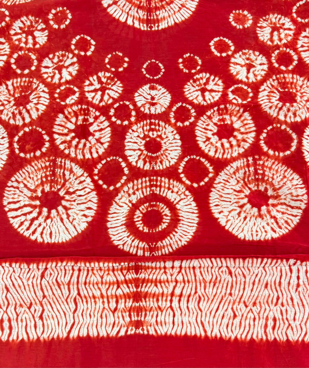 Red Pure Chanderi fabric with stunning handmade Shibori — new design dress pieces