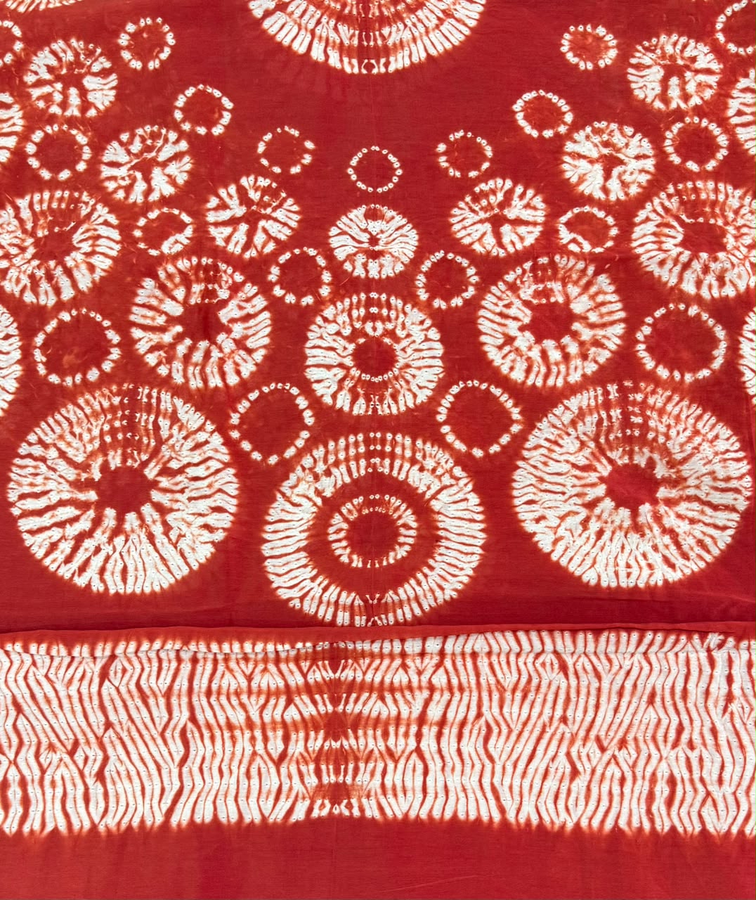 Red Pure Chanderi fabric with stunning handmade Shibori — new design dress pieces
