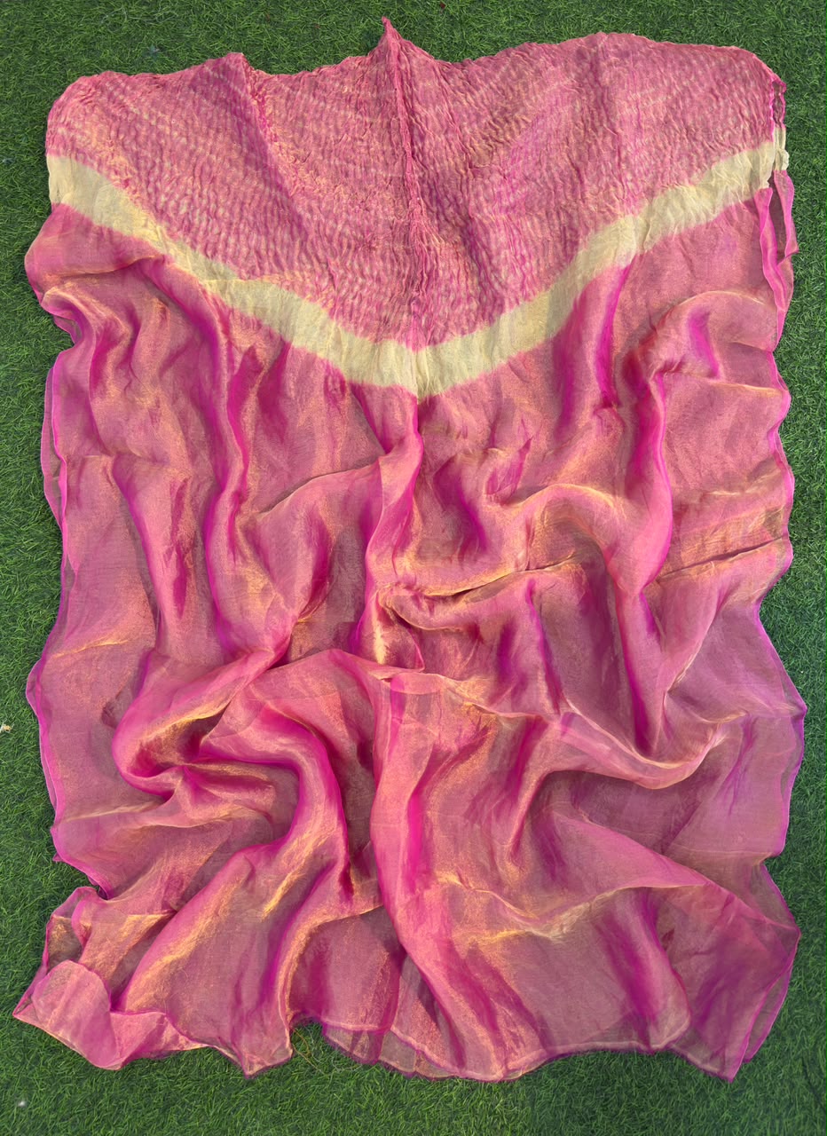 Pink Tissue Silk Shibori Dress Pieces – where tradition meets luxury 💫