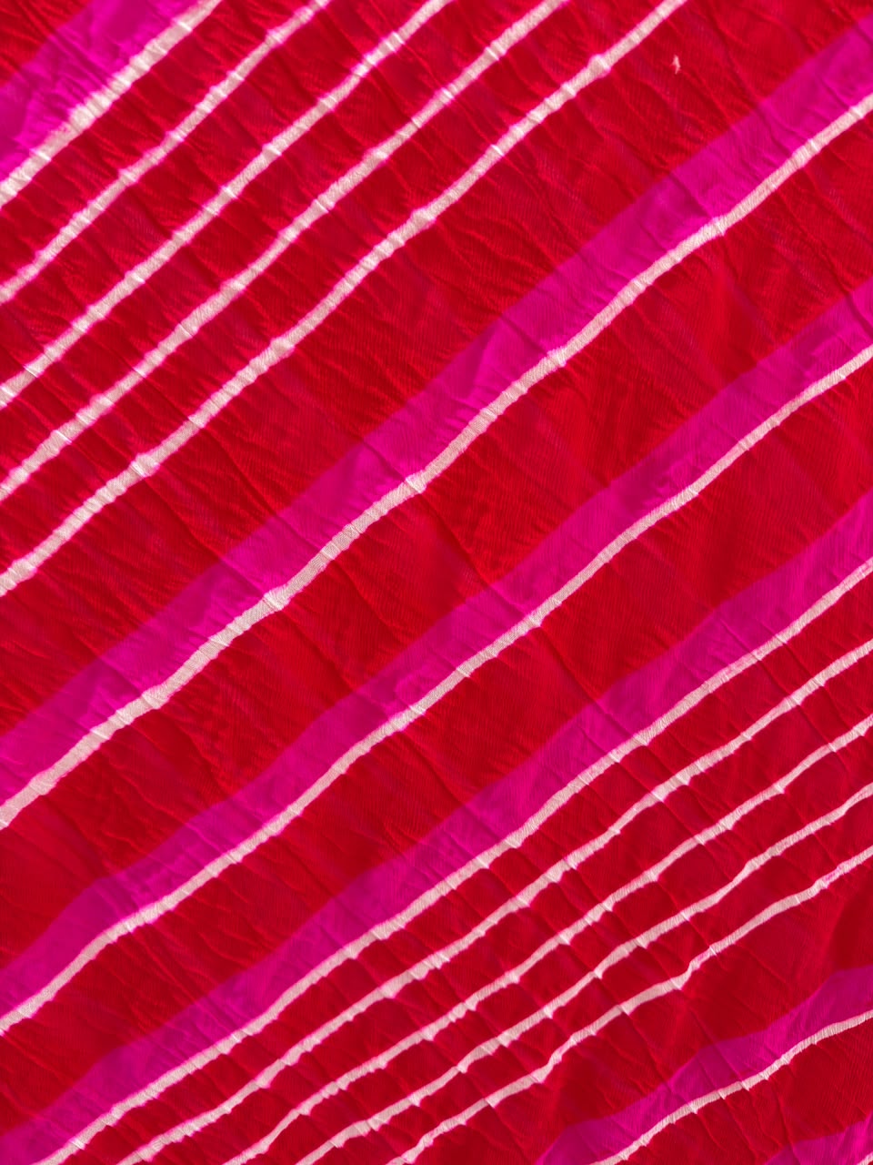 Red Pure Double Diamond Chiffon Leheriya Sarees