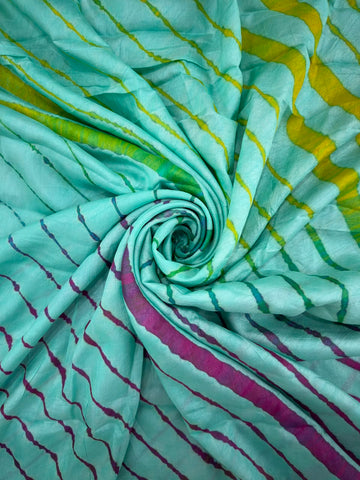 Dark Green Pure Handloom Tusser Silk Multi Leheriya Saree ✨