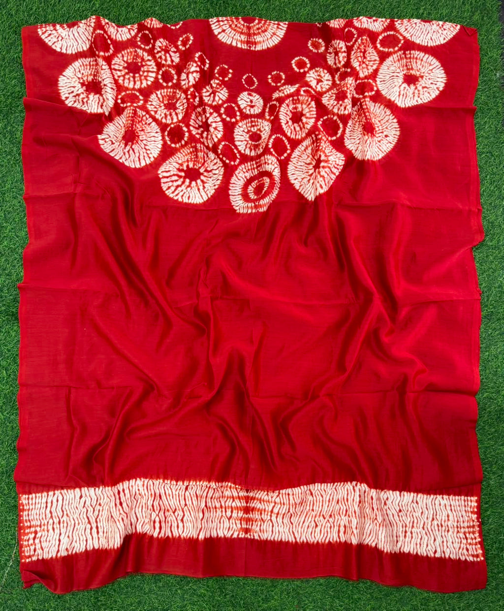 Red Pure Chanderi fabric with stunning handmade Shibori — new design dress pieces