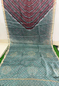 Grey Pure Kota Silk Leheriya paired with a stunning Bandhani pallu