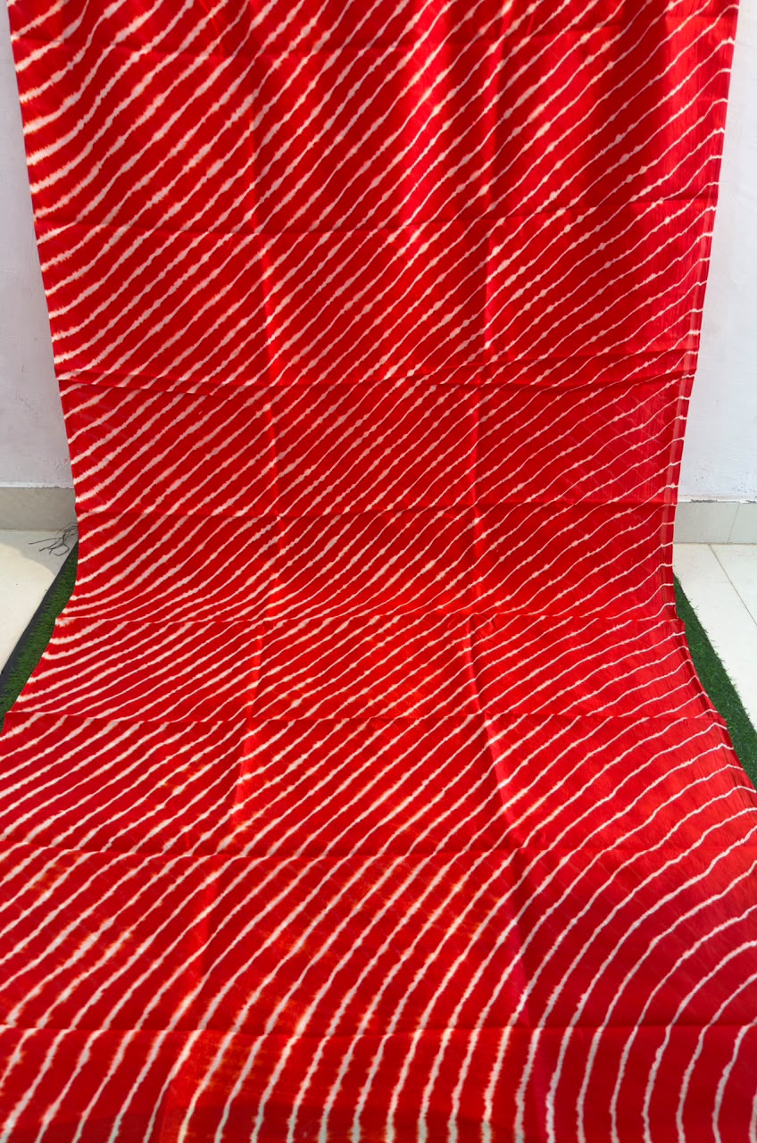 Red Leheriya saree