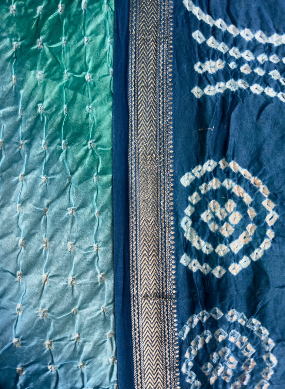 ✨ Blue Maheshwari Silk Bandhani Saree — where tradition meets timeless elegance ✨