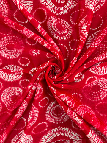 Red Pure Chanderi fabric with stunning handmade Shibori — new design dress pieces