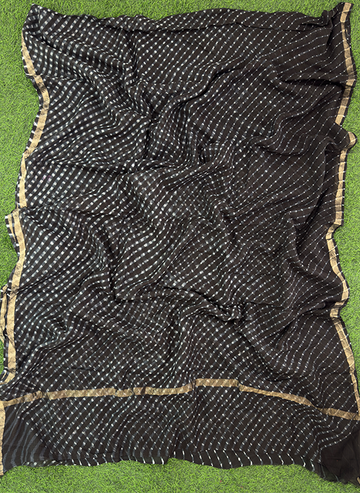 Black Kota Cotton Leheriya Mothda Saree