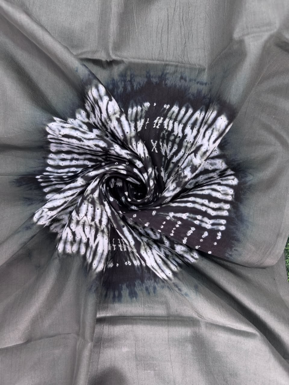 Grey Handmade Shibori shirt piece