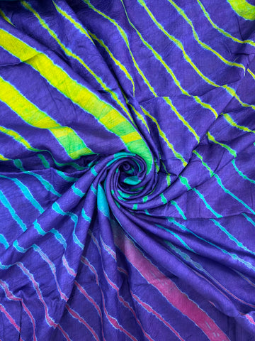 Blues Pure Handloom Tusser Silk Multi Leheriya Saree ✨