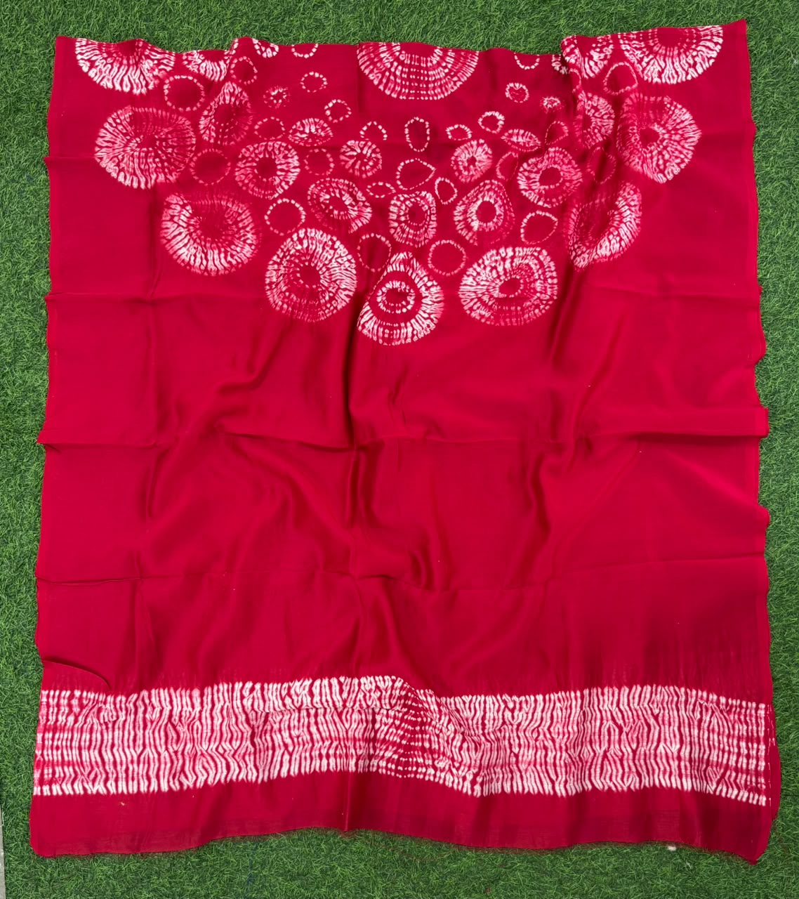 Red Pure Chanderi fabric with stunning handmade Shibori — new design dress pieces