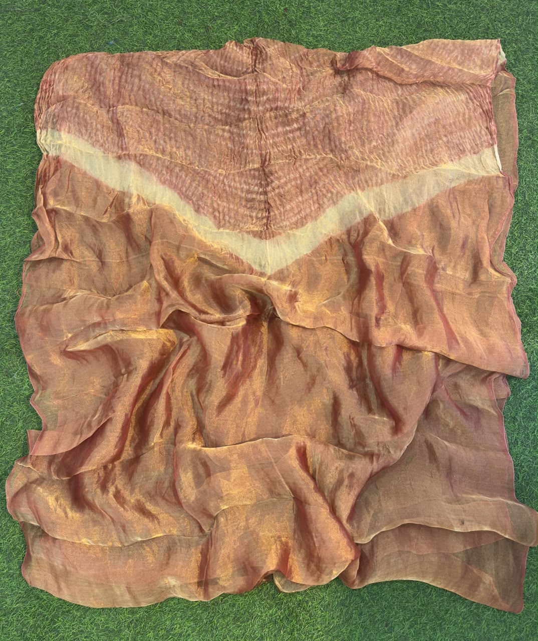 Brown Tissue Silk Shibori Dress Pieces – where tradition meets luxury 💫