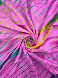Deep Pink Pure Handloom Tusser Silk Multi Leheriya Saree ✨