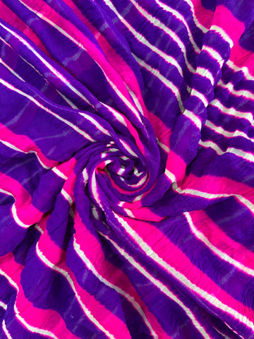 Purple Pure Double Diamond Chiffon Leheriya Sarees