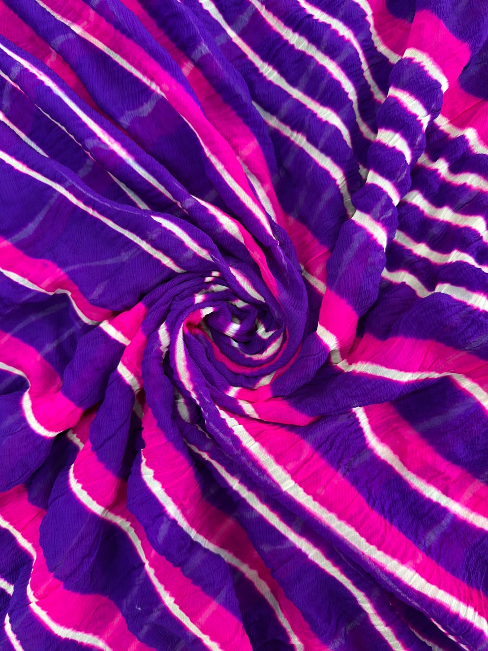 Purple Pure Double Diamond Chiffon Leheriya Sarees