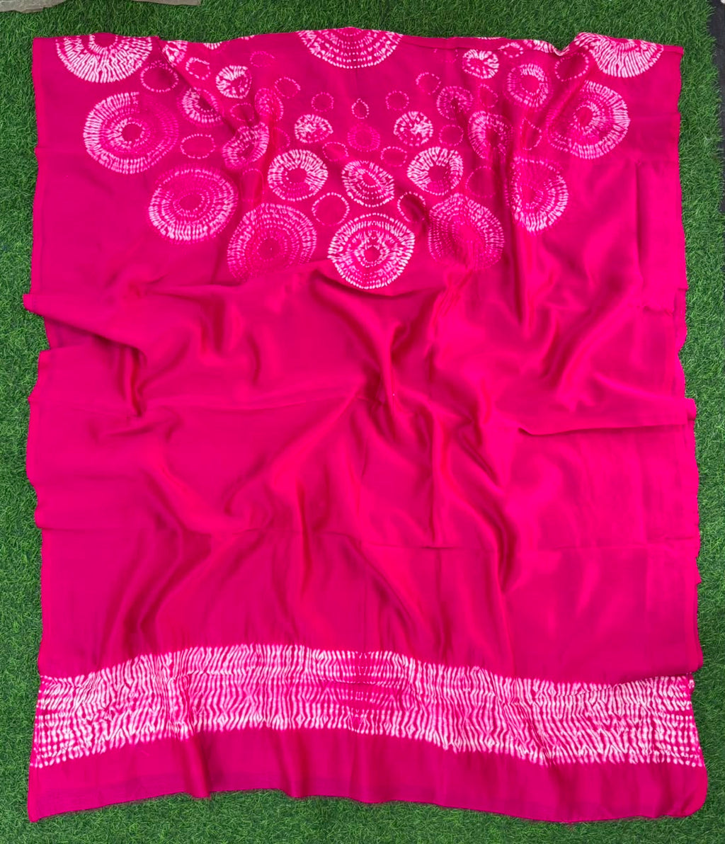 Pink Pure Chanderi fabric with stunning handmade Shibori — new design dress pieces