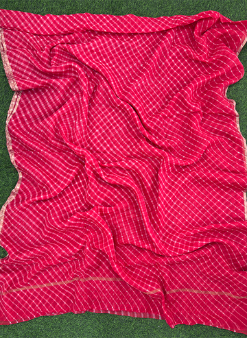 Pink Kota Cotton Leheriya Mothda Saree