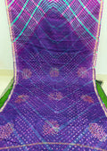 Purple Pure Kota Silk Leheriya paired with a stunning Bandhani pallu