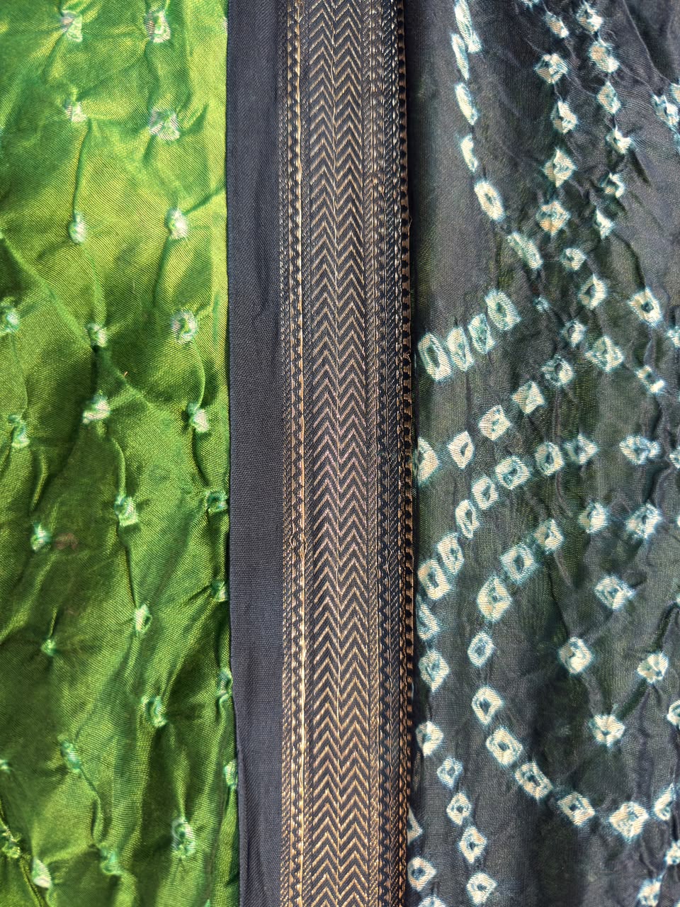 ✨ Green Maheshwari Silk Bandhani Saree — where tradition meets timeless elegance ✨