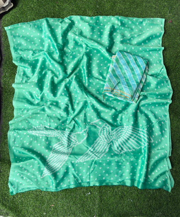 Pure Chanderi Leheriya And Bandhani Suite Set  Chanderi Kurta