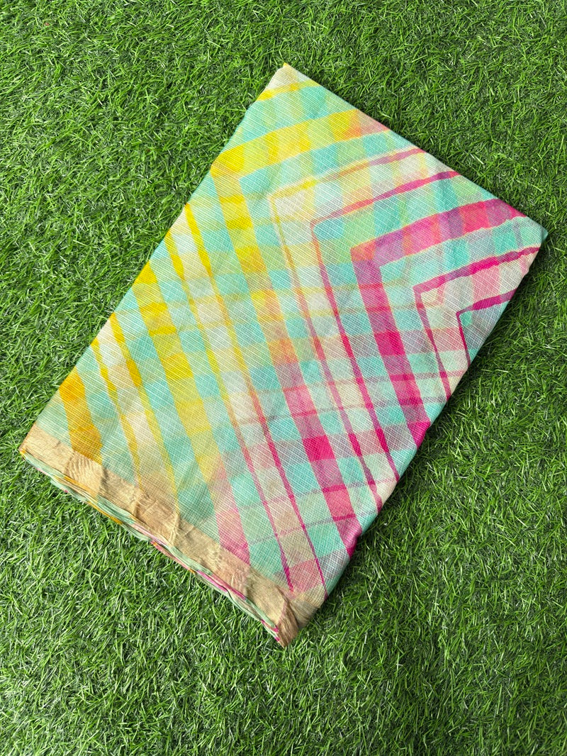 Pure Kota Silk Saree Multi Colour Leheriya Saree