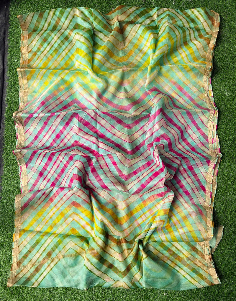 Pure Kota Silk Saree Multi Colour Leheriya Saree