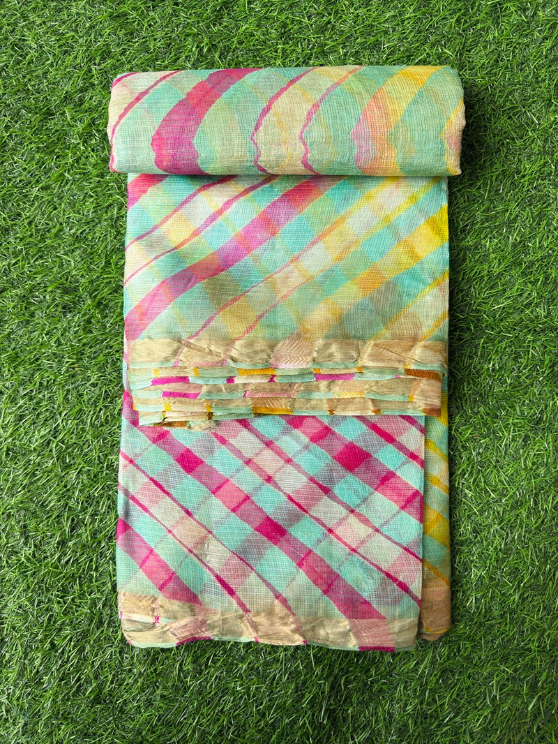 Pure Kota Silk Saree Multi Colour Leheriya Saree