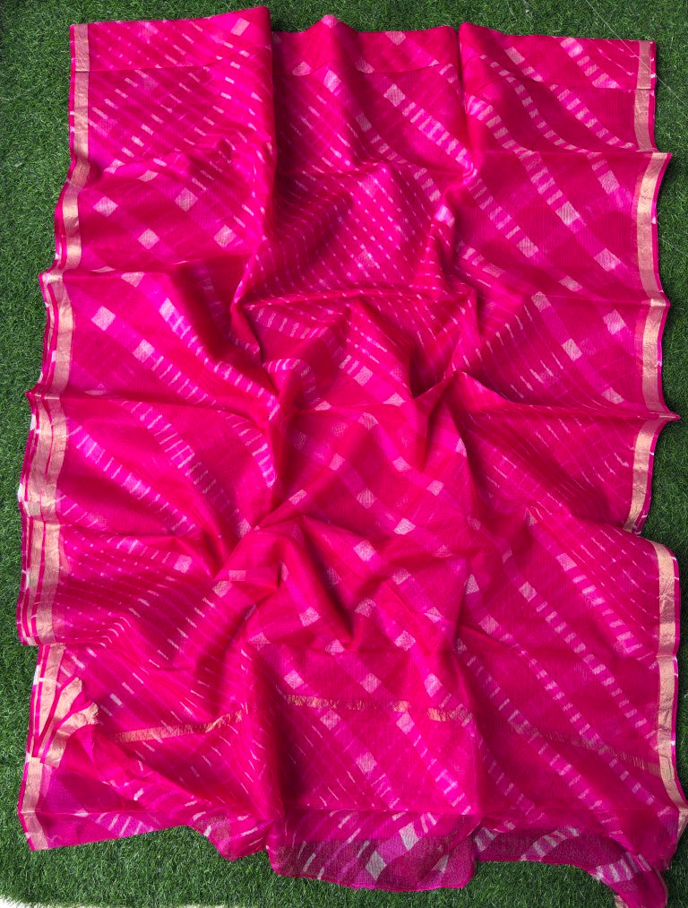 Pure Kota Silk Cheti Dar Leheriya Saree