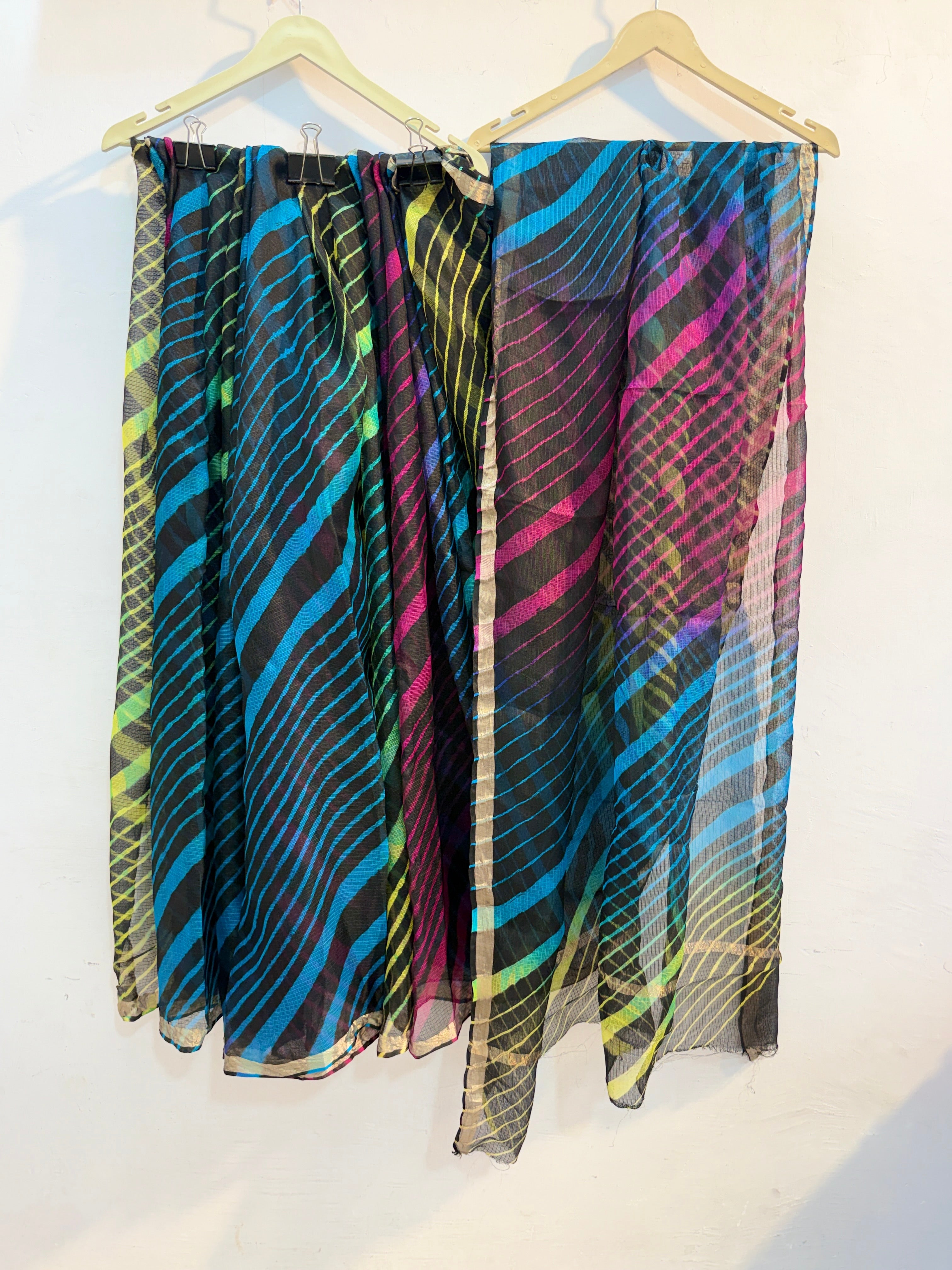 Pure Kota Silk Saree (Black Blue Pink)