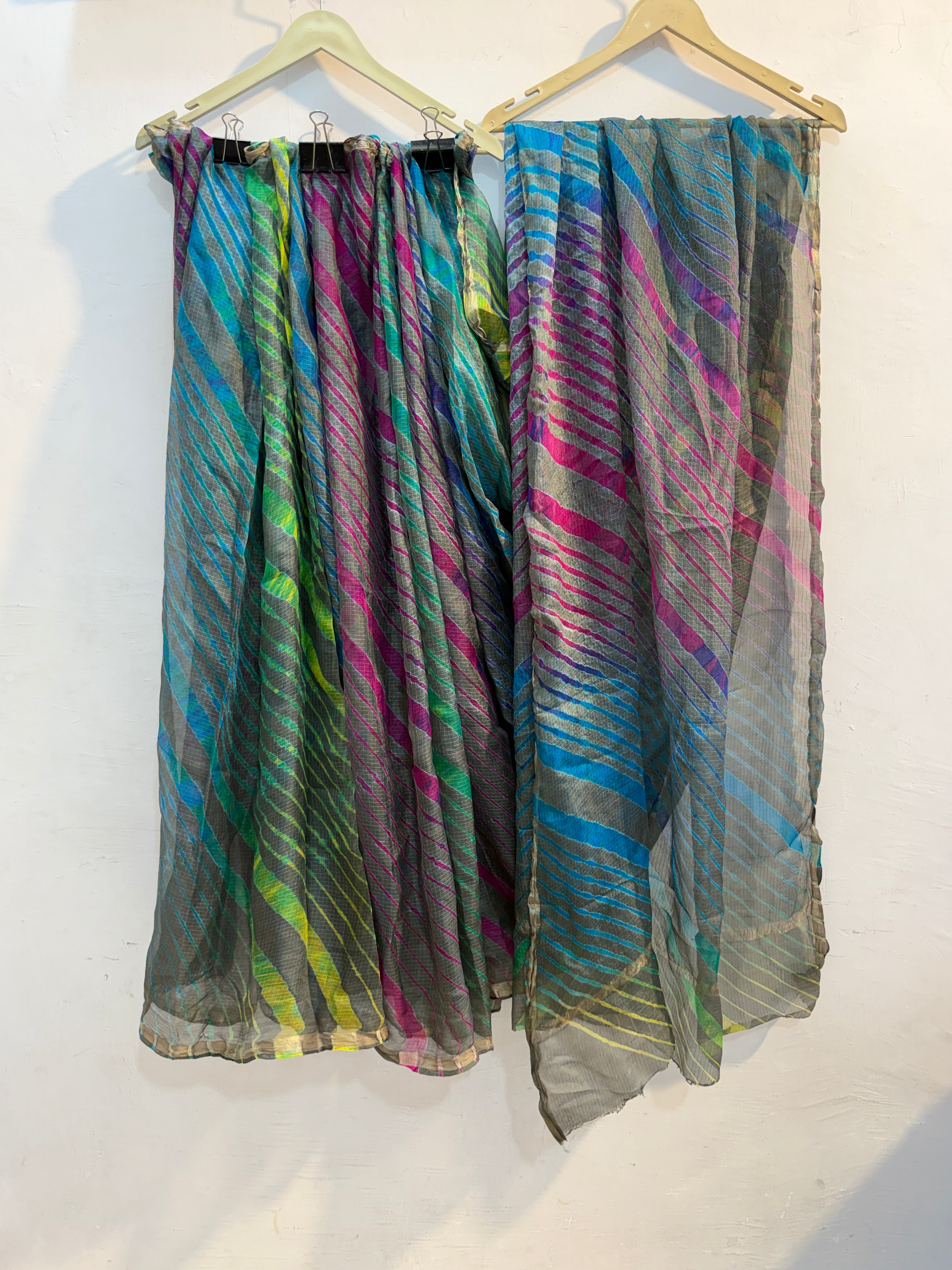 Pure Kota Silk Saree ( Pink Yellow Blue)