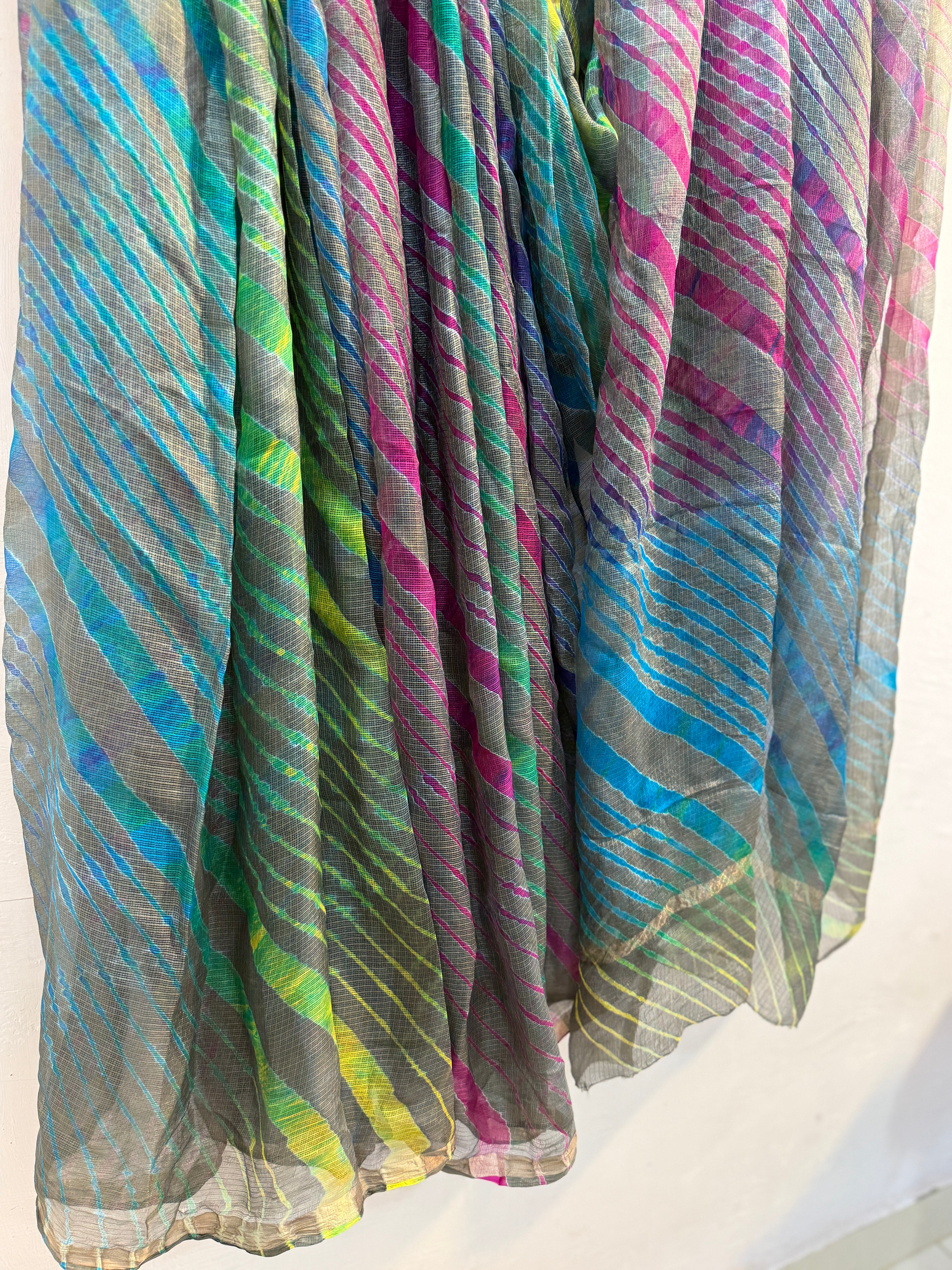 Pure Kota Silk Saree ( Pink Yellow Blue)