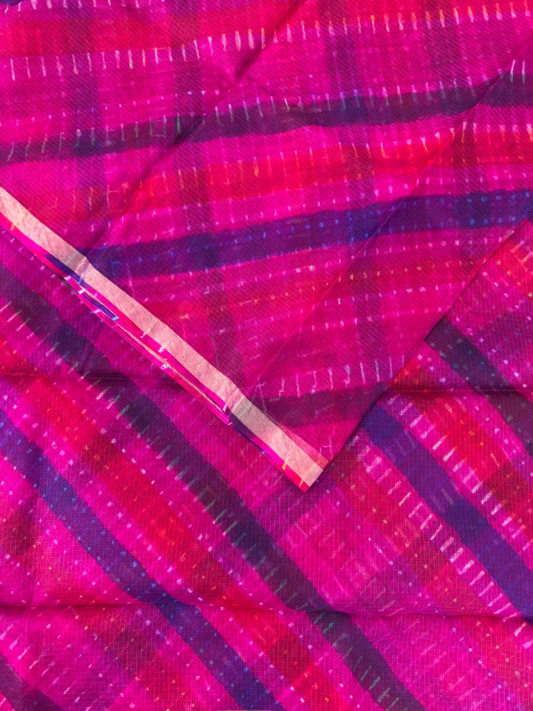 Pure Kota Silk Multi-Colour Leheriya Saree (Pink)