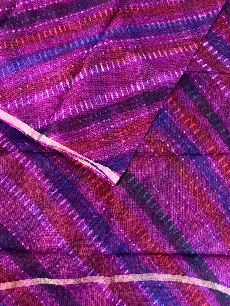 Pure Kota Silk Multi-Colour Leheriya Saree (Purple)